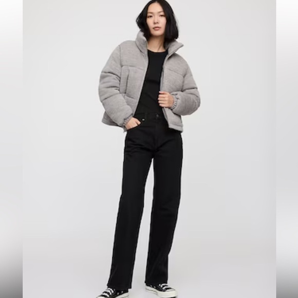 GAP Women's Light Gray Puffer Coat - Picture 2 of 10